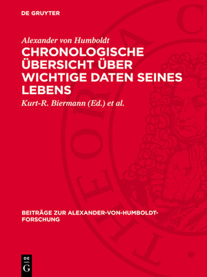 cover image of Chronologische Übersicht über wichtige Daten seines Lebens